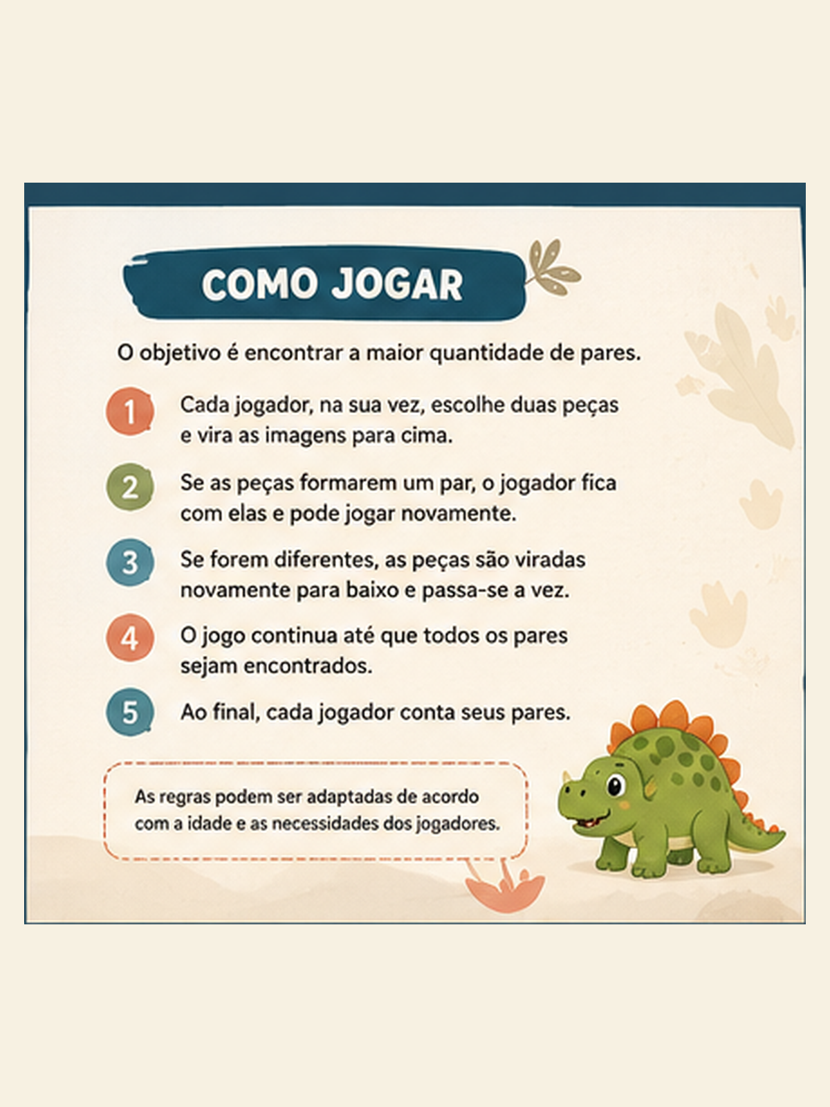 Jogo da Memória dos Dinossauros