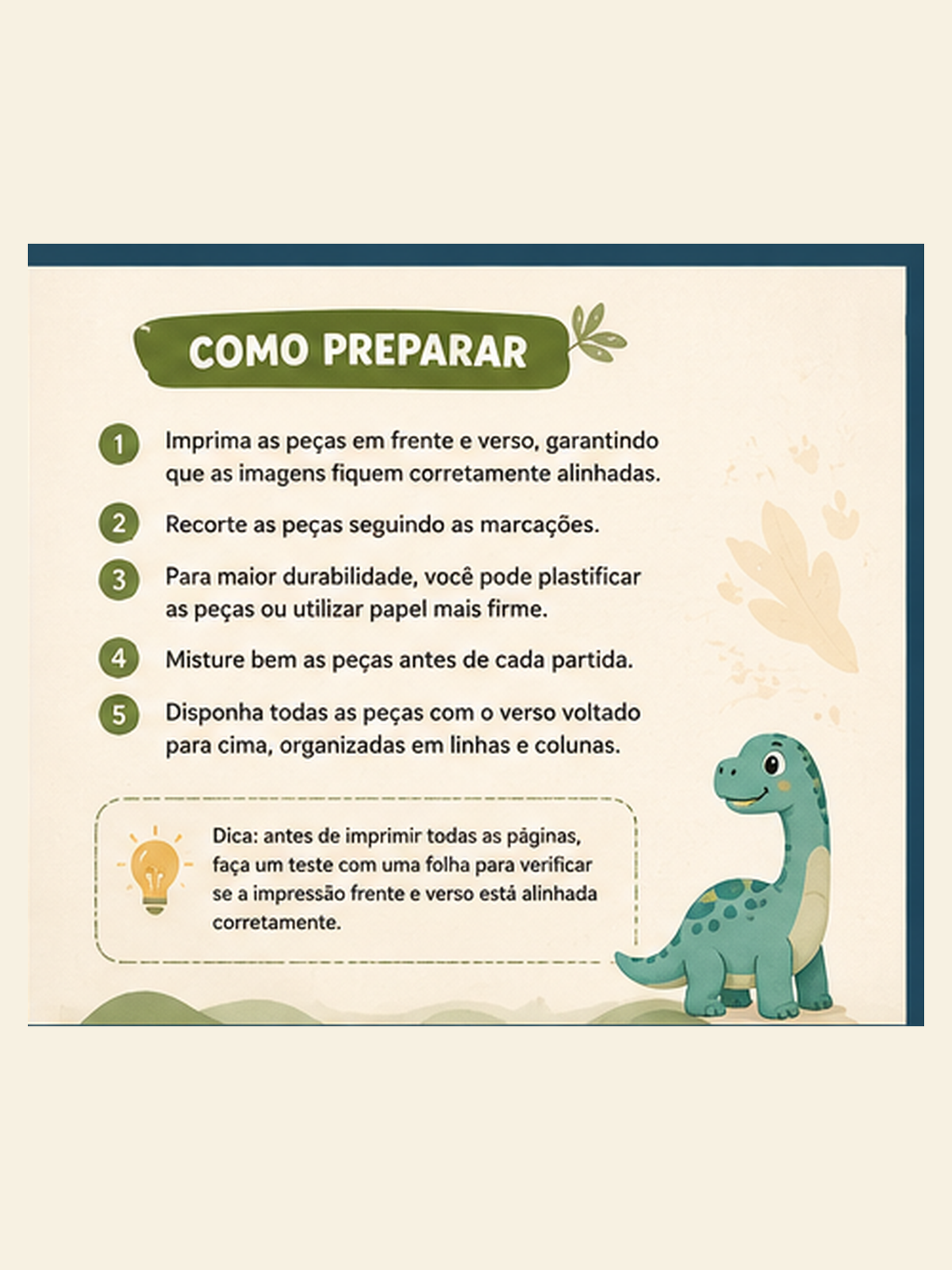 Jogo da Memória dos Dinossauros